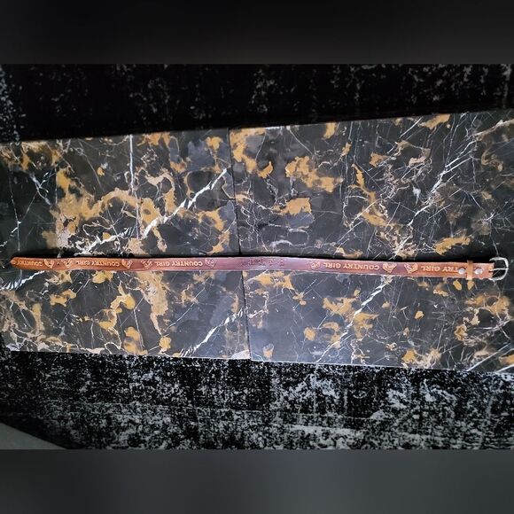 BROWN TAN LEATHER TOOLED Stamped Country Girl "Betty" Horses 50'L - Picture 6 of 13